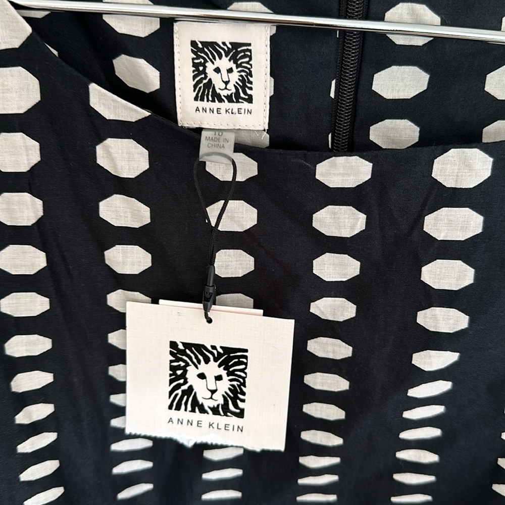 Anne Klein fit and flair dress sz 10 NWT Anne black White ombré Polka Dot Print - Picture 5 of 9